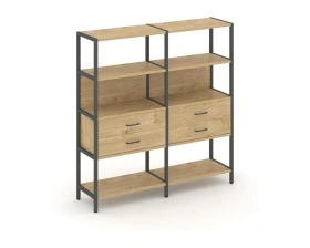 Двухсекционный стеллаж четырехярусный с ящиками 1590х400х1613 Шелф Систем / Shelf System images