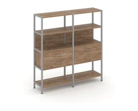 Двухсекционный стеллаж четырехярусный с ящиками 1590х400х1613 Шелф Систем / Shelf System images