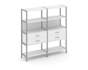 Двухсекционный стеллаж четырехярусный с ящиками 1590х400х1613 Шелф Систем / Shelf System images