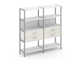 Двухсекционный стеллаж четырехярусный с ящиками 1590х400х1613 Шелф Систем / Shelf System images
