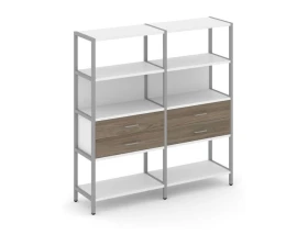 Двухсекционный стеллаж четырехярусный с ящиками 1590х400х1613 Шелф Систем / Shelf System images