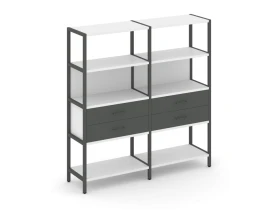 Двухсекционный стеллаж четырехярусный с ящиками 1590х400х1613 Шелф Систем / Shelf System images