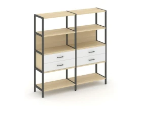 Двухсекционный стеллаж четырехярусный с ящиками 1590х400х1613 Шелф Систем / Shelf System images