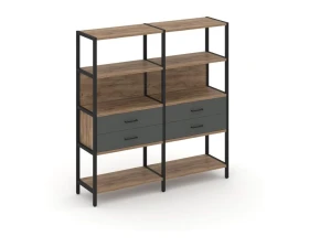Двухсекционный стеллаж четырехярусный с ящиками 1590х400х1613 Шелф Систем / Shelf System images