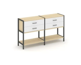 Двухсекционный стеллаж двухярусный с ящиками 1590х400х879 Шелф Систем / Shelf System images