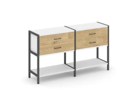 Двухсекционный стеллаж двухярусный с ящиками 1590х400х879 Шелф Систем / Shelf System images