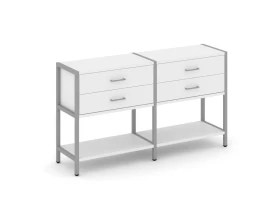 Двухсекционный стеллаж двухярусный с ящиками 1590х400х879 Шелф Систем / Shelf System images