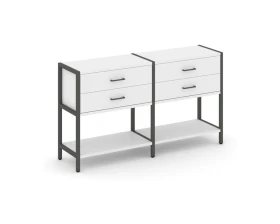 Двухсекционный стеллаж двухярусный с ящиками 1590х400х879 Шелф Систем / Shelf System images