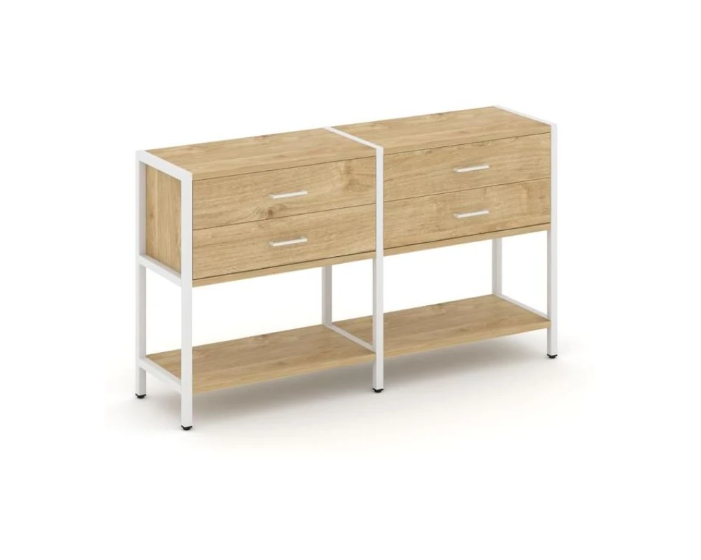 Двухсекционный стеллаж двухярусный с ящиками 1590х400х879 Шелф Систем / Shelf System