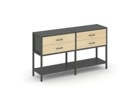 Двухсекционный стеллаж двухярусный с ящиками 1590х400х879 Шелф Систем / Shelf System images