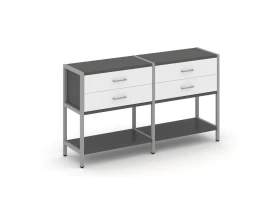 Двухсекционный стеллаж двухярусный с ящиками 1590х400х879 Шелф Систем / Shelf System images