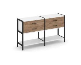 Двухсекционный стеллаж двухярусный с ящиками 1590х400х879 Шелф Систем / Shelf System images