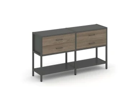 Двухсекционный стеллаж двухярусный с ящиками 1590х400х879 Шелф Систем / Shelf System images