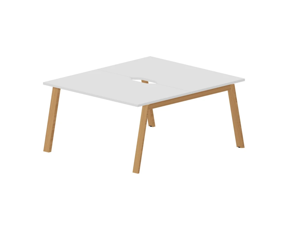 Стол bench отдельный 140х160х75 (с эргономичными вырезами) Артвуд / Artwood Белый/Бук