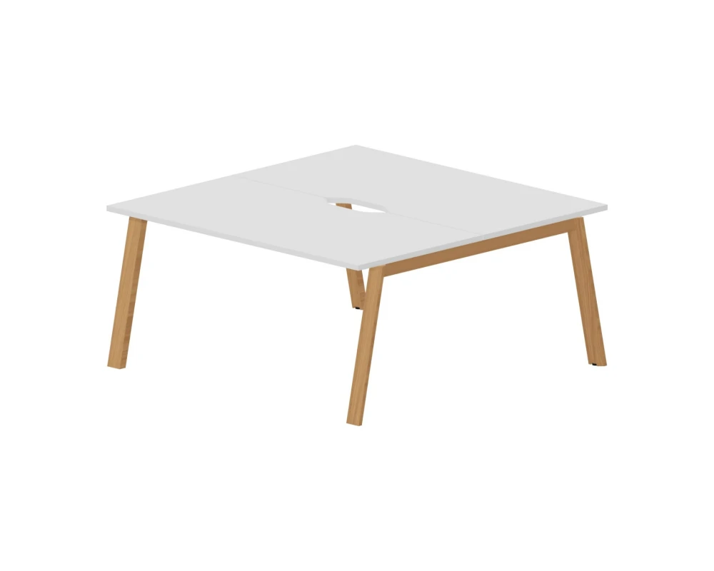 Стол bench отдельный 160х160х75 (с эргономичными вырезами) Артвуд / Artwood Белый/Бук
